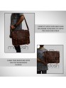 Men's Genuine Leather Brown Briefcase Laptop Crossbody Office Bag